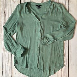 H&M light green or teal women’s button up blouse